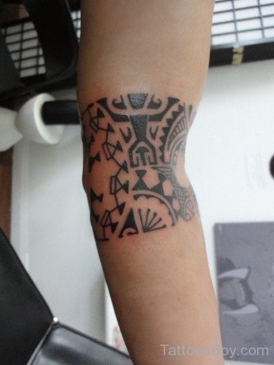 Black Ink Armband Tattoo On Elbow-TB110