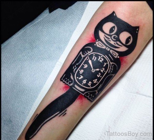 Black Owl And Clock Tattoo-TB12028