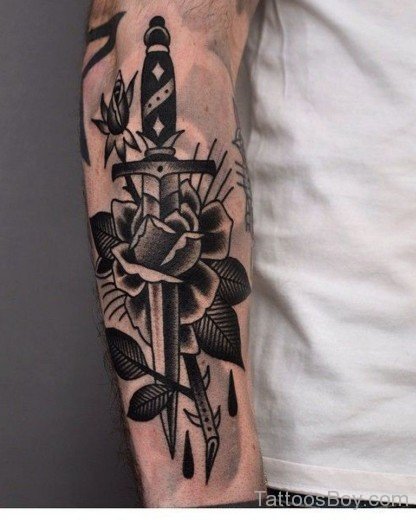 Black Rose And Dagger Tattoo-TB12021
