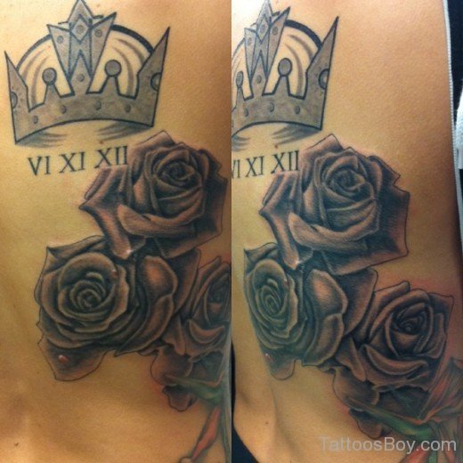 Black Rose s And Crown Tattoos--TB114