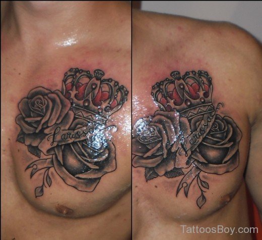 Black Roses and crown tattoo--TB115