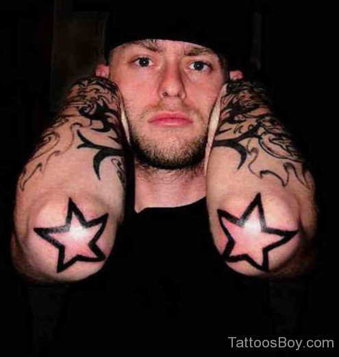 Black Star Tattoo On Elbow-TB1414
