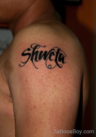 Black Word Tattoo On Shoulder-TB1218