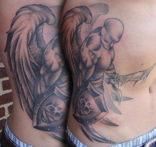 Black And Grey Guardian Angel Tattoo-TB12052