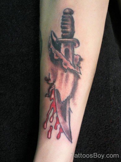 Bleeding Dagger Tattoo-TB12022