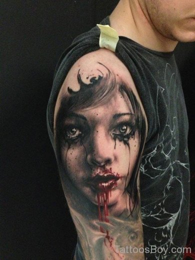Bleeding Zombie Girl Tattoo-TB1013