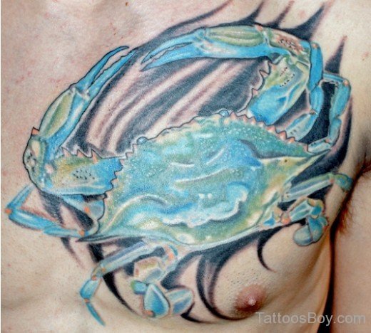 Blue Crab Tattoo On Chest-TB12027