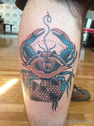 Blue Crab Tattoo On Leg-TB12028