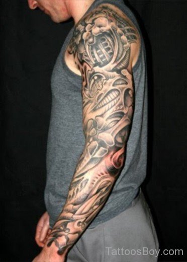 Brilliant Biomechanical Tattoo On Full Sleeve-Tb1254