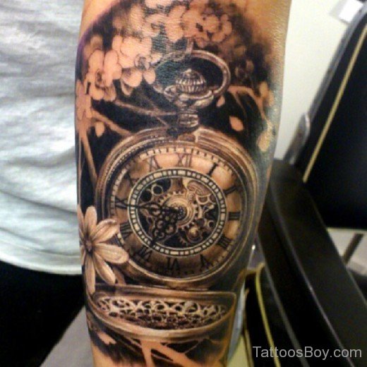 Broken Alarm Clock Tattoo Design-Tb12025