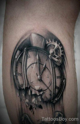Broken Clock Tattoo Design-TB12032