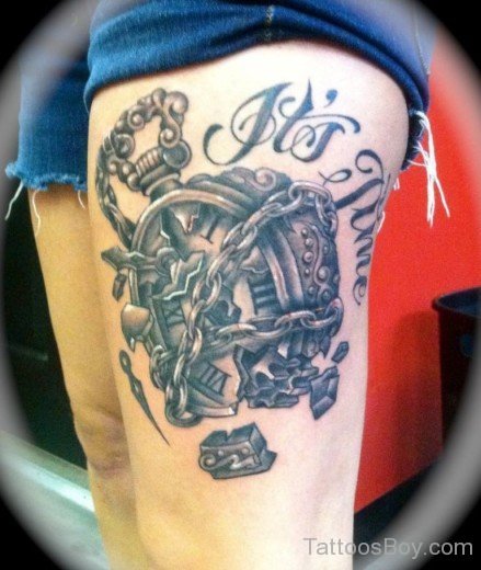 Broken Clock Tattoo On Thigh-TB12033