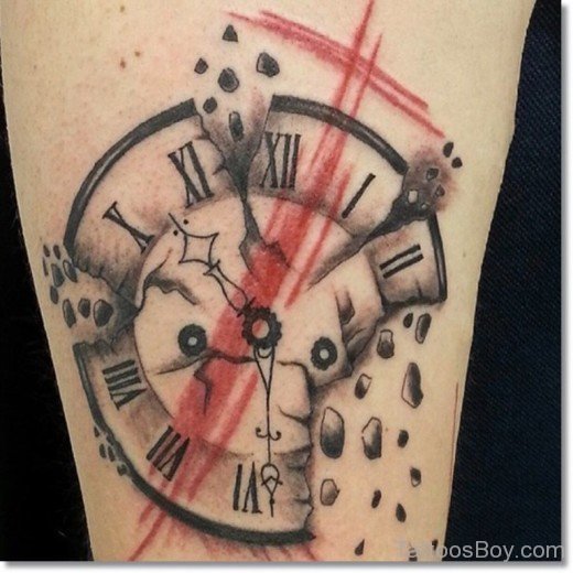 Broken Pocket Clock Tattoo-TB12035