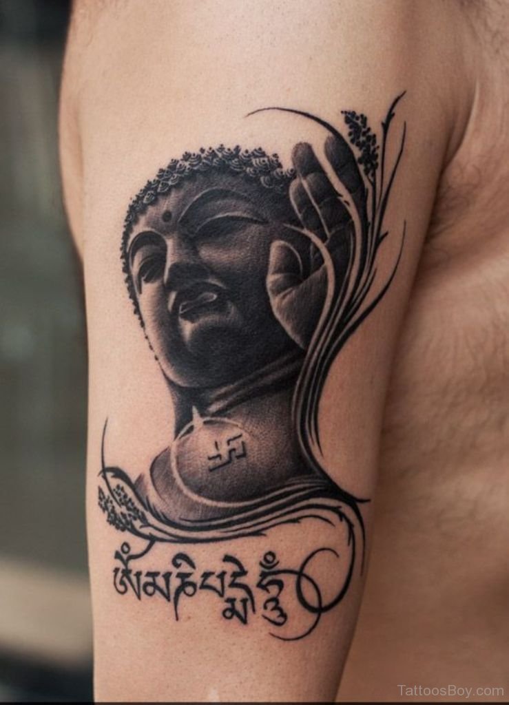 Buddha Face Tattoo On Bicep | Tattoo Designs, Tattoo Pictures