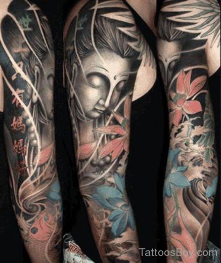 Buddha Tattoo Design On Full Sleeve-TB1030