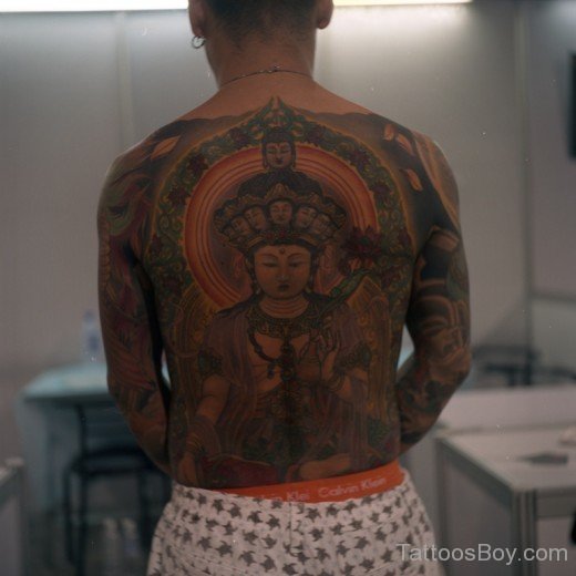 Buddhist Girl Tattoo On Back-TB1050