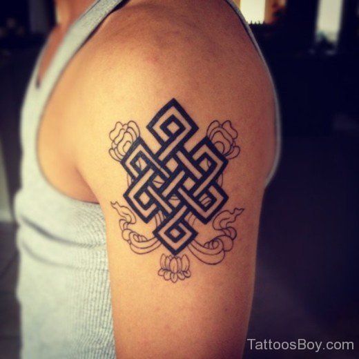 Buddhist Knot Tattoo On Shoulder-TB12060