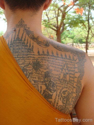 Buddhist Monk Tattoo On Back-Tb1211
