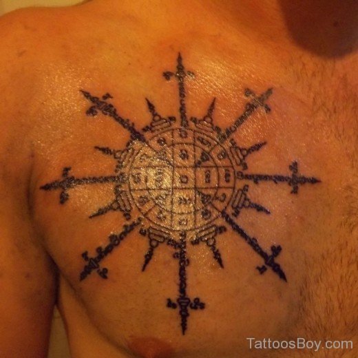 Buddhist Symbol Tattoo On Chest-Tb1215