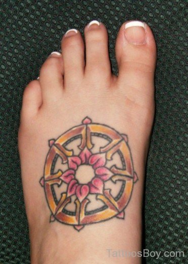 Buddhist Symbol Tattoo On Foot-TB1055
