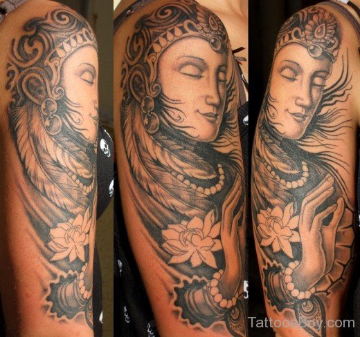Buddhist Tattoo Design On Half Sleeve-TB1059