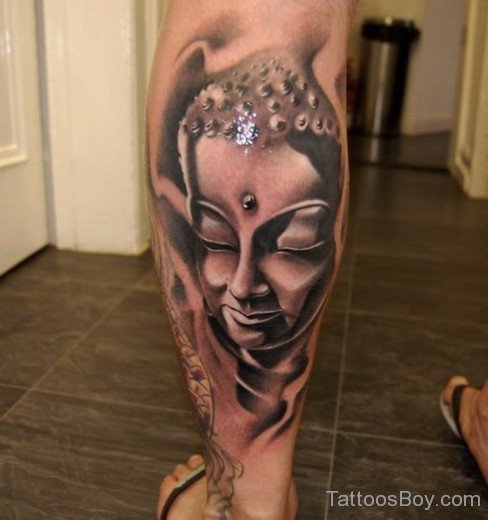 Buddhist Tattoo Design On Leg-TB1060