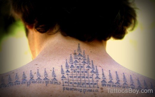 Buddhist  Tattoo On Back-Tb1208