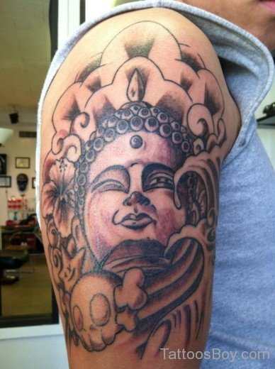 Buddhist Tattoo On Bicep-TB1067