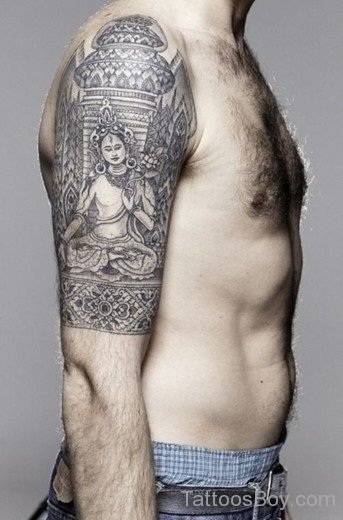 Buddhist Tattoo On Half Sleeve1-TB1072