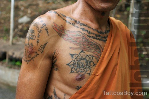 Buddhist Tattoo on Chest-TB1068
