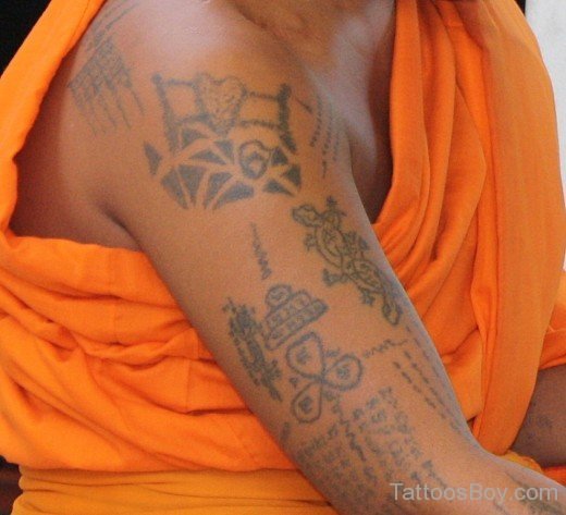 Buddhist Wording Tattoo On Full Sleeve-Tb1226