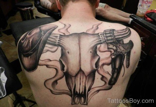 Bull Tattoo On Back-TB12061