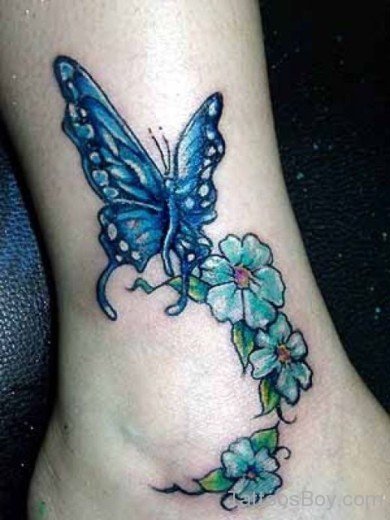Butterfly And Flower Tattoo--TB118