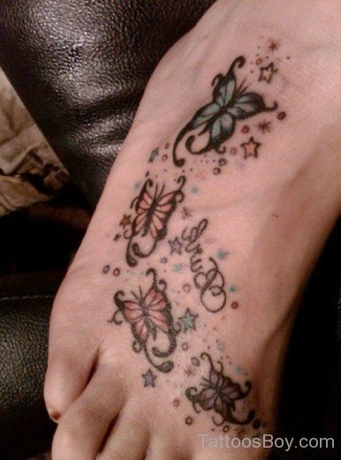 Butterfly Tattoo On Foot-TB12063