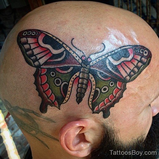 Butterfly Tattoo On Head-TB12039