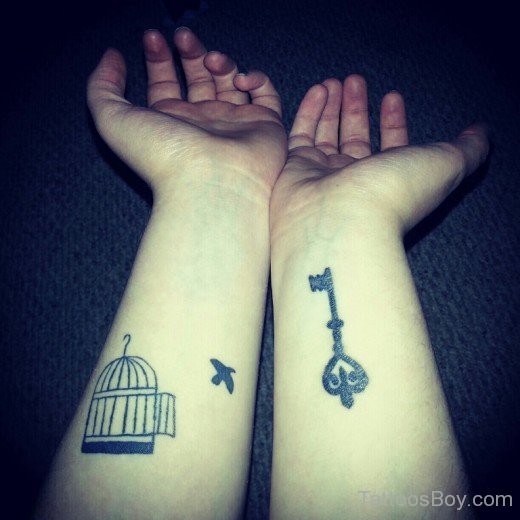 Cage And Key Tattoo On Wrist-TB12045