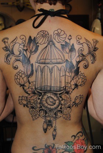 Cage Tattoo Design On Back-TB12049