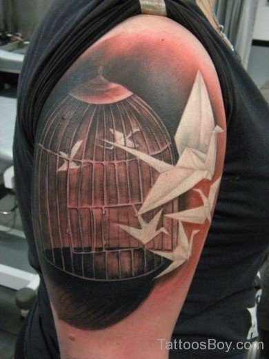 Cage Tattoo Design On Shoulder-TB12050