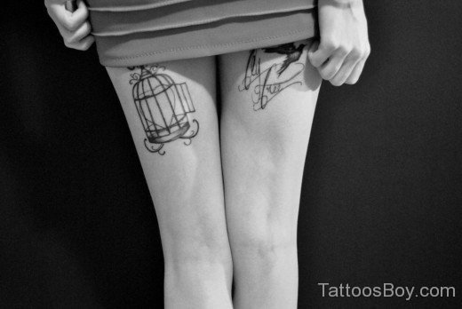 Cage Tattoo Design On Thigh-TB12051