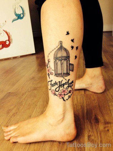 Cage Tattoo On Leg