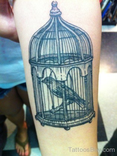 Cage Tattoo On Thigh-Tb1255