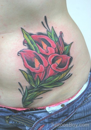 Calla Lilies Tattoo On Stomach-TB1226