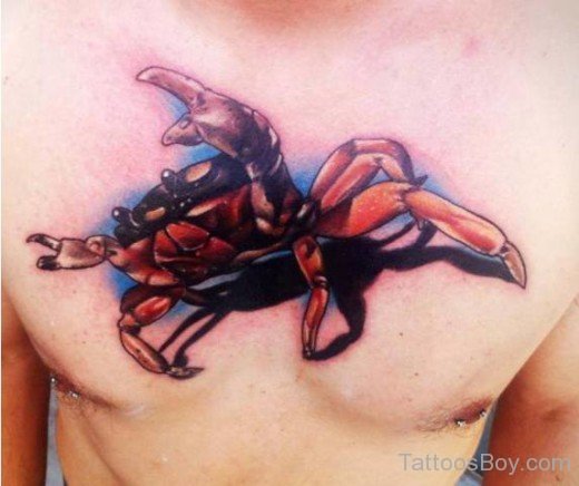Cancer Crab Tattoo On Chest-TB12031