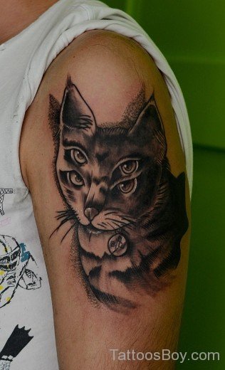 Cat Tattoo Design On Half Sleeve-TB12049