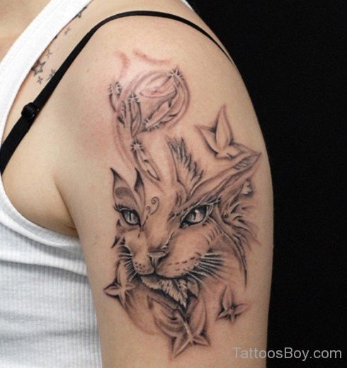 Cat Tattoo Design On Shoulder-TB12052