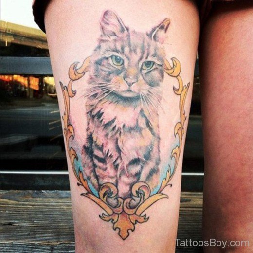 Cat Tattoo Design On Thigh 5-TB12053