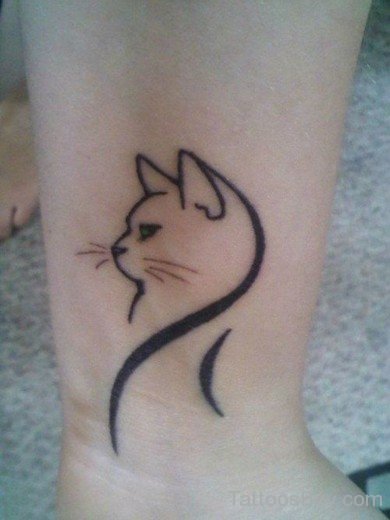 Cat Tattoo On Ankle