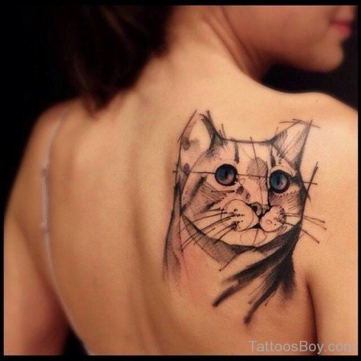 Cat Tattoo On Back 