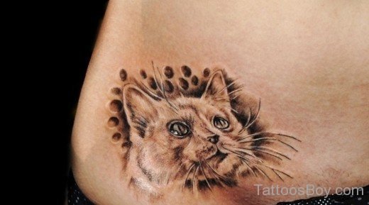 Cat Tattoo Design On Waist