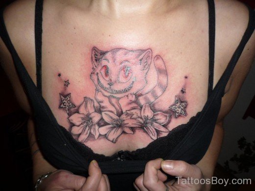 Cat Tattoo On chest-TB12065